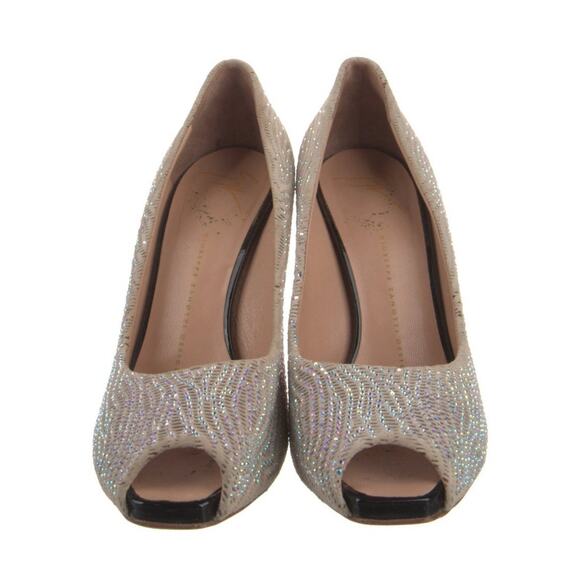 Giuzeppe Zanotti Nude Crystal Embellished Platform Stiletto Heels Pumps EU 38.5 - Picture 2 of 5